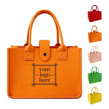 Gusseted Felt Tote With Snap Tab