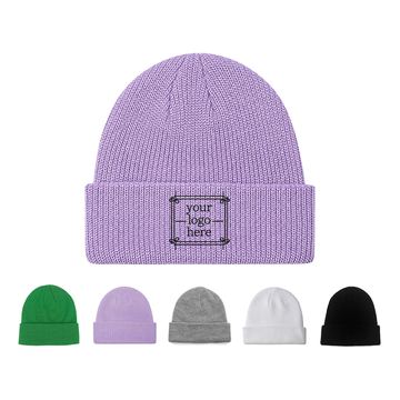 Folded-Cuff Acrylic Knit Beanie