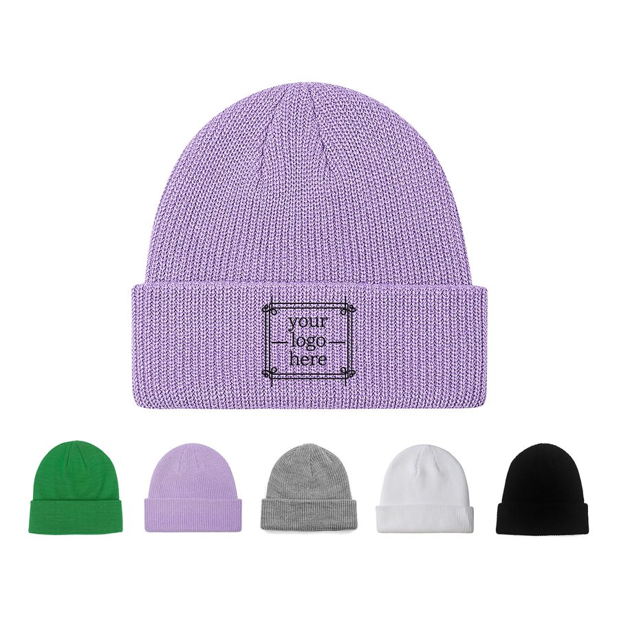 Folded-Cuff Acrylic Knit Beanie