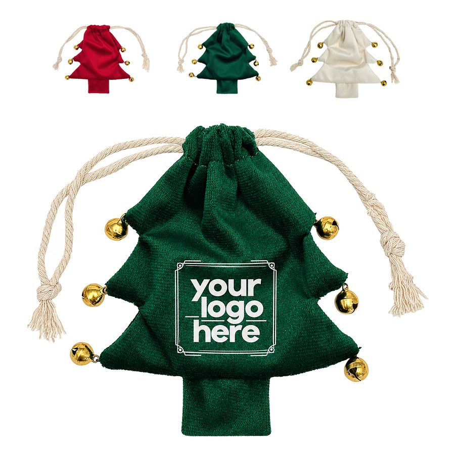 Christmas Gift Bag With Six Gold Bells
