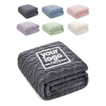 Geometric-Textured Fleece Throw