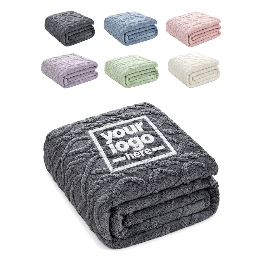 Geometric-Textured Fleece Throw