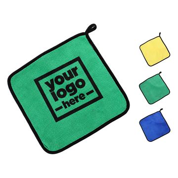 Microfiber Towel With Rounded Corners And Hanging Loop