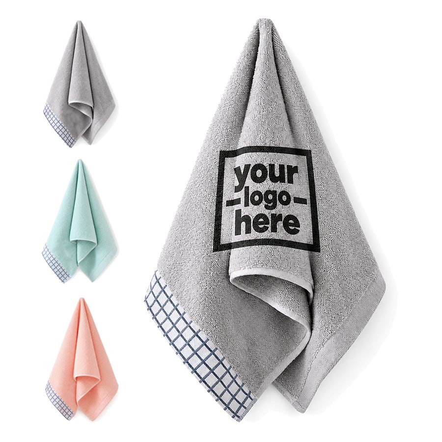 Rectangular Face Towel With Checkered Border