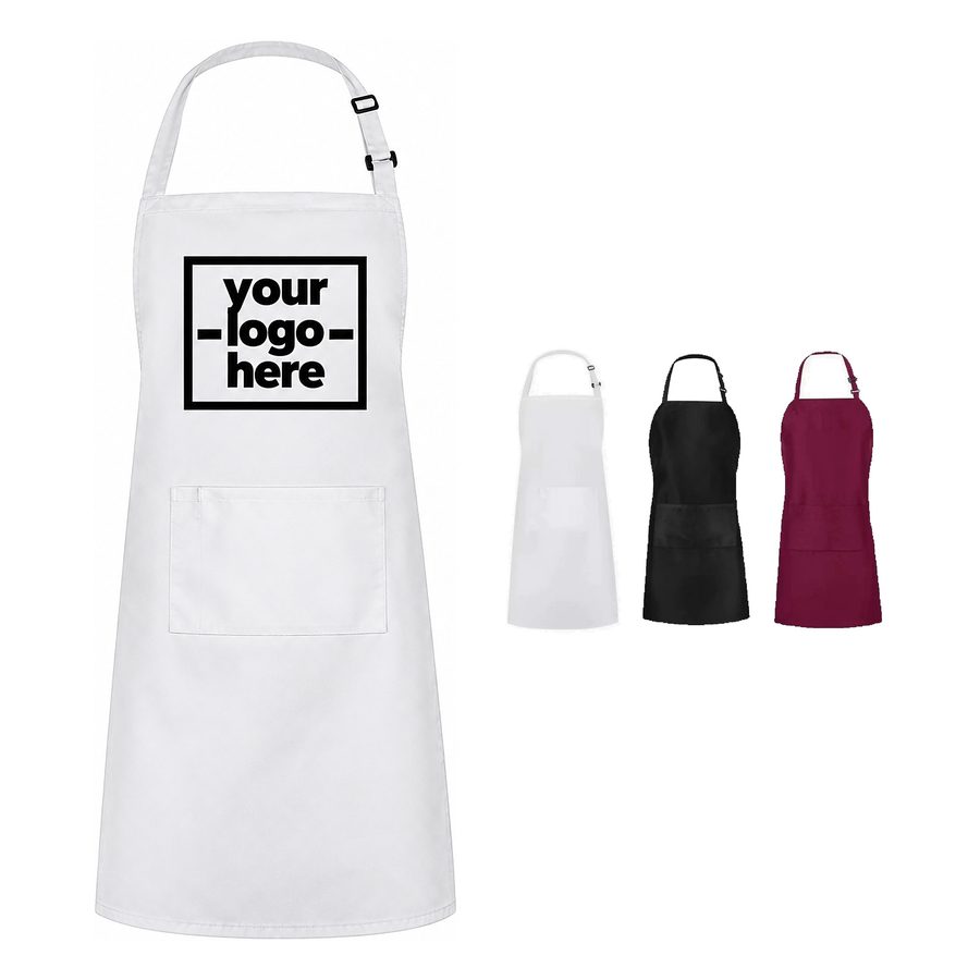 Polyester Bib Apron With Divided Front Pocket