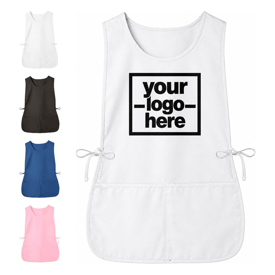 Sleeveless Smock Apron With Rounded Hem