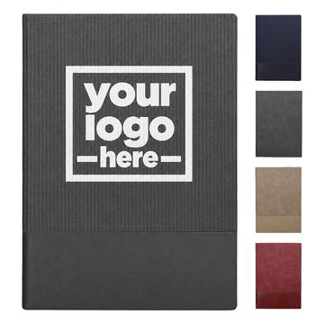 Textured-Cover Polyurethane Leather Notebook With Ribbon Bookmark