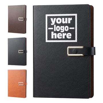 Rounded-Corner Journal Notebook With Metal Strap Accent