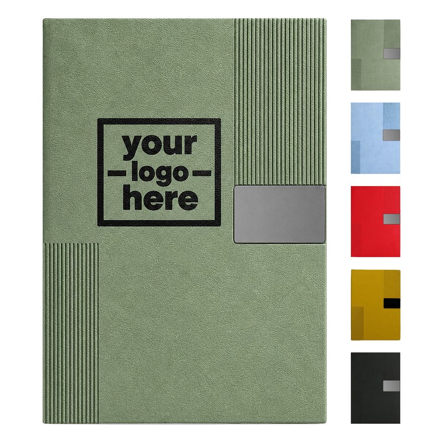 Textured Hardcover Notebook With Rectangular Clasp