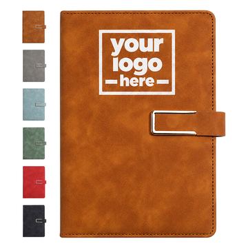 Textured Leather Notebook With U-Shaped Buckle