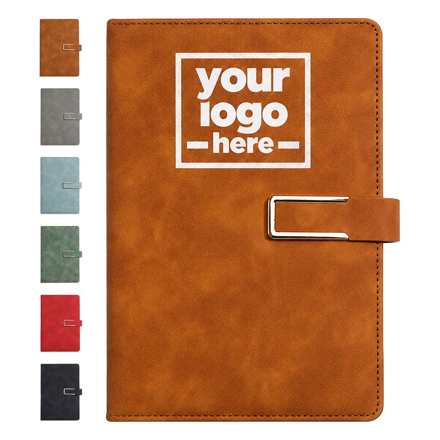 Textured Leather Notebook With U-Shaped Buckle