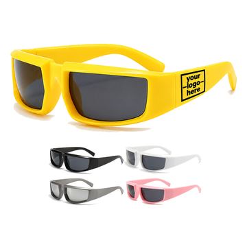 Wide-Temple Rectangular Sunglasses