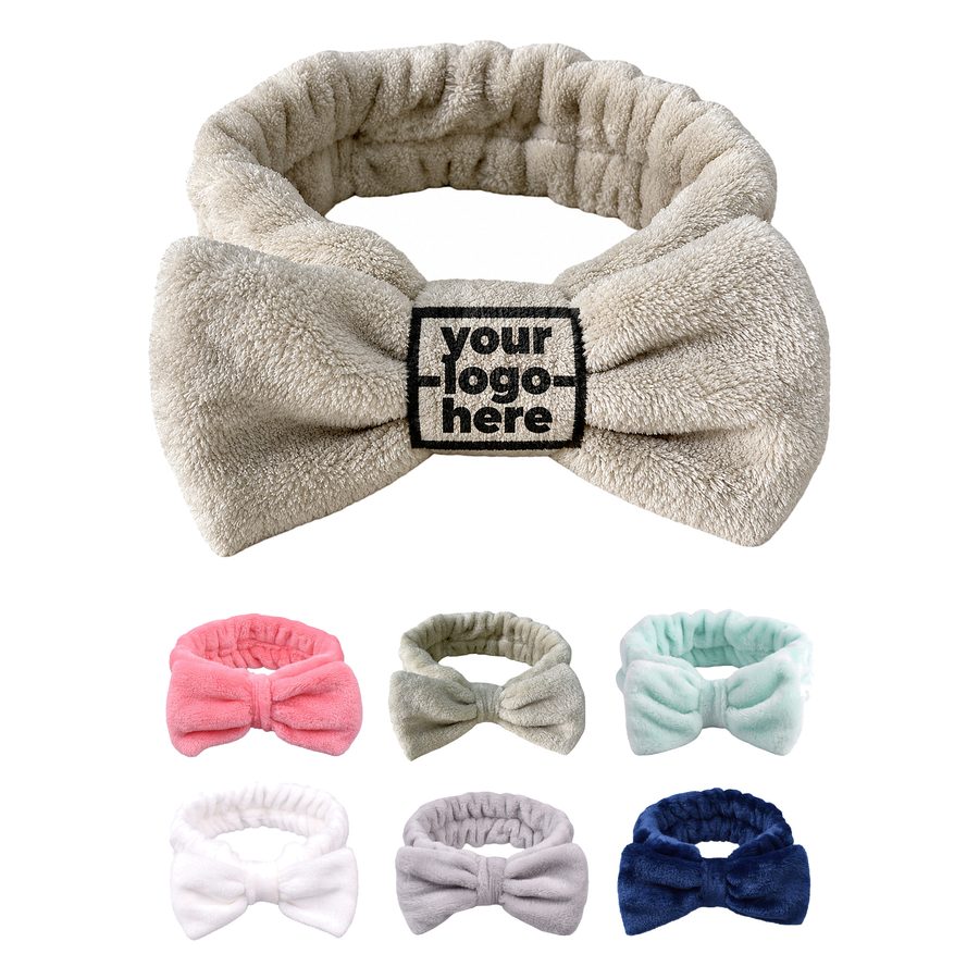 Microfiber Coral Fleece Spa Headband With Front Bow