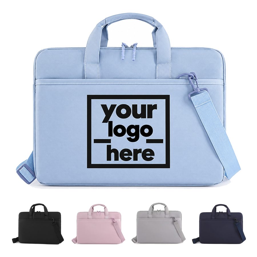 Slim Laptop Briefcase With Rear Luggage Strap