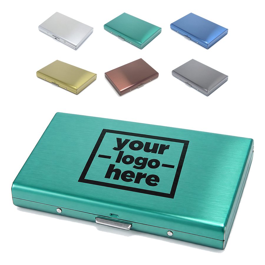 Brushed Metal Card Wallet With Six Sleeves