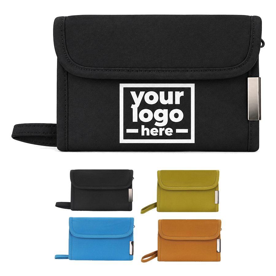 Nylon Travel Wallet With Rounded Flap