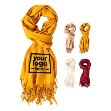 Rectangular Polyester Scarf With Fringed Ends
