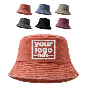 Washed Bucket Hat With Stitched Brim