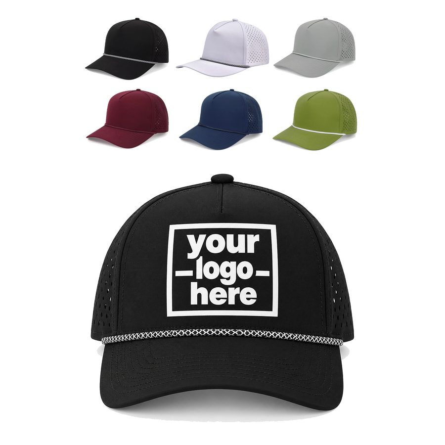Five-Panel Polyester Golf Cap With Perforated Panels