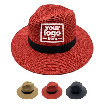 Wide-Brim Straw Fedora With Interior Sweatband