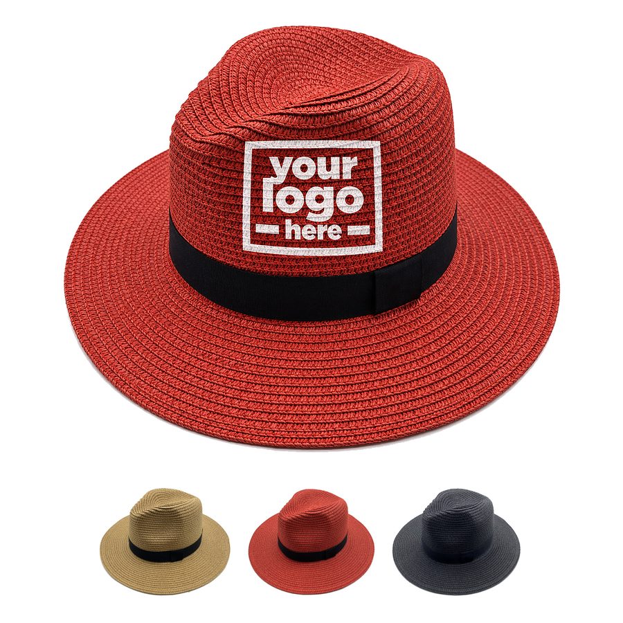 Wide-Brim Straw Fedora With Interior Sweatband