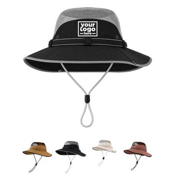 Mesh-Crown Sun Hat With Side Snaps