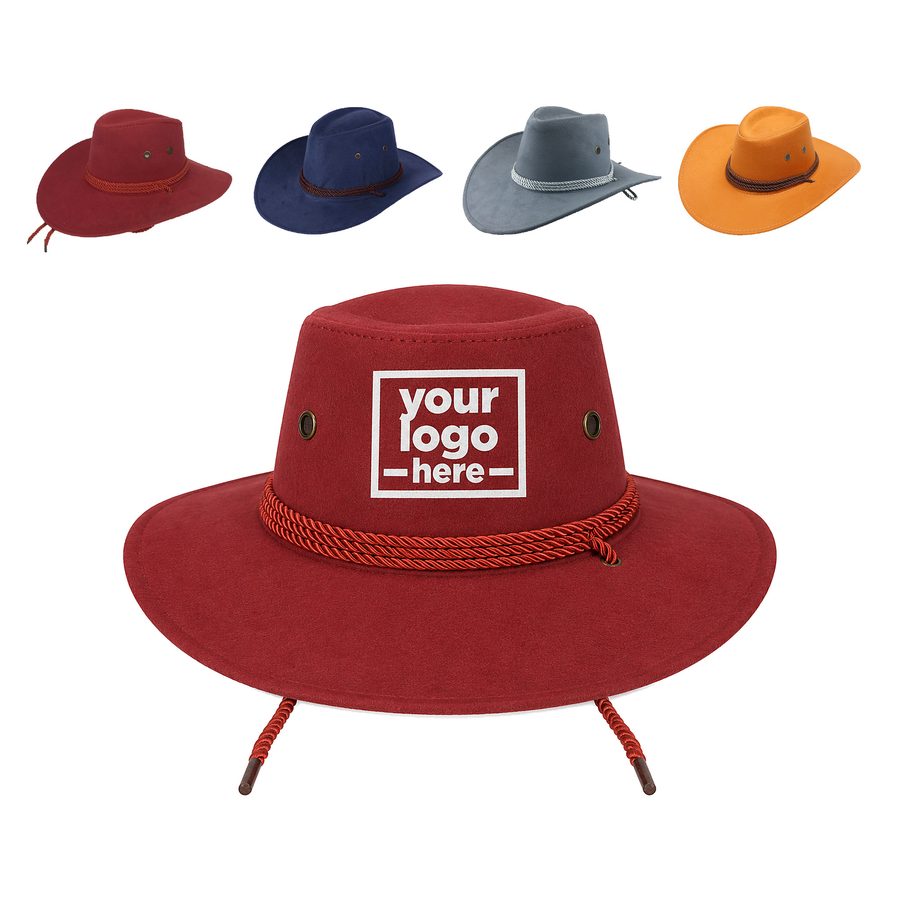 Suede Cowboy Hat With Braided Cord Hatband