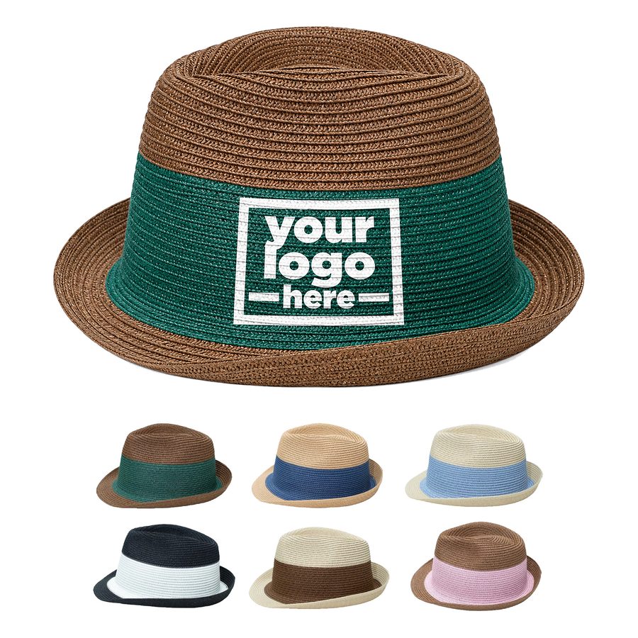 Woven Straw Fedora With A Two-Tone Crown
