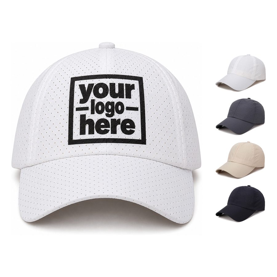 Perforated Baseball Cap With Adjustable Rear Strap