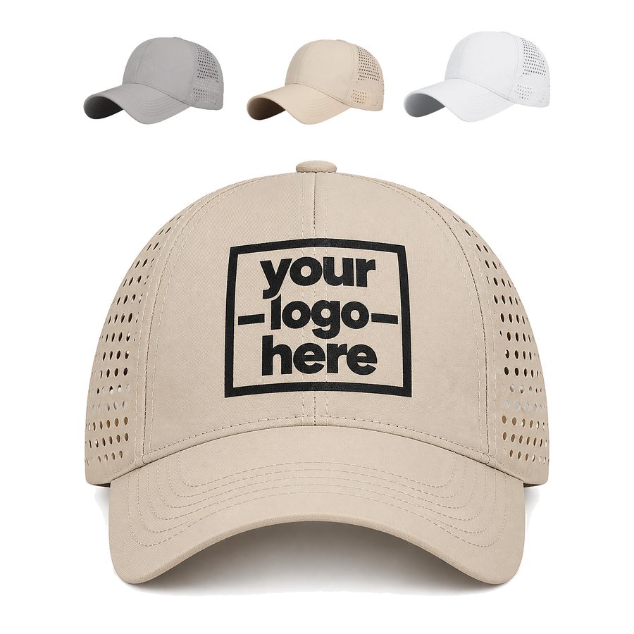Curved-Brim Baseball Cap With Side And Rear Perforations