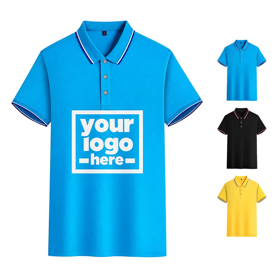 Men’s Three-Button Polo Shirt With Striped Trim