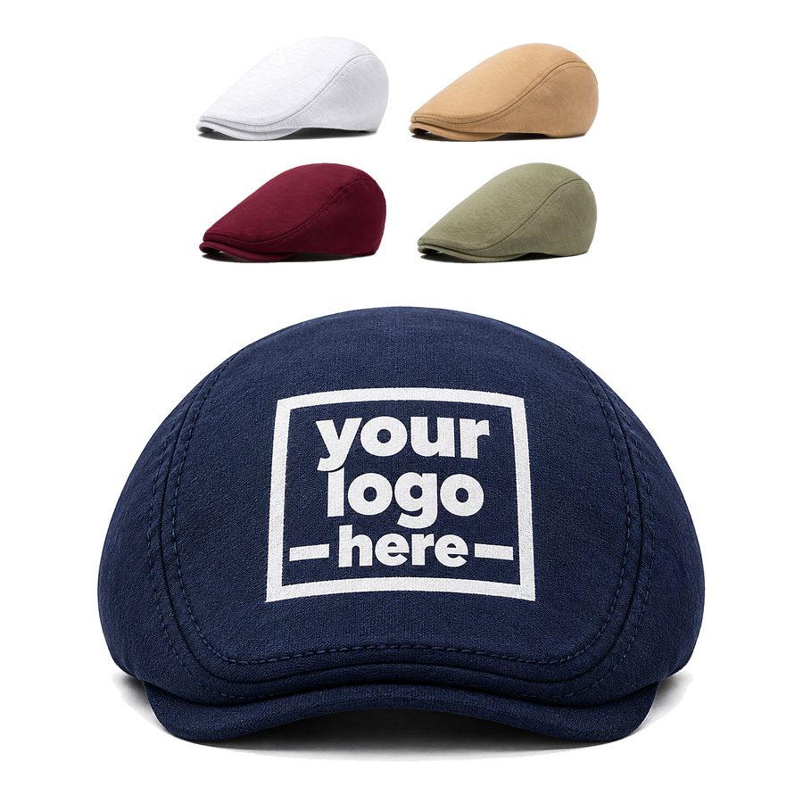 Cotton Flat Cap With Stitched Panel Seams