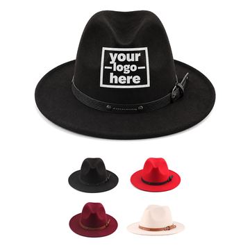 Structured Fedora Hat With Riveted Buckle Hatband