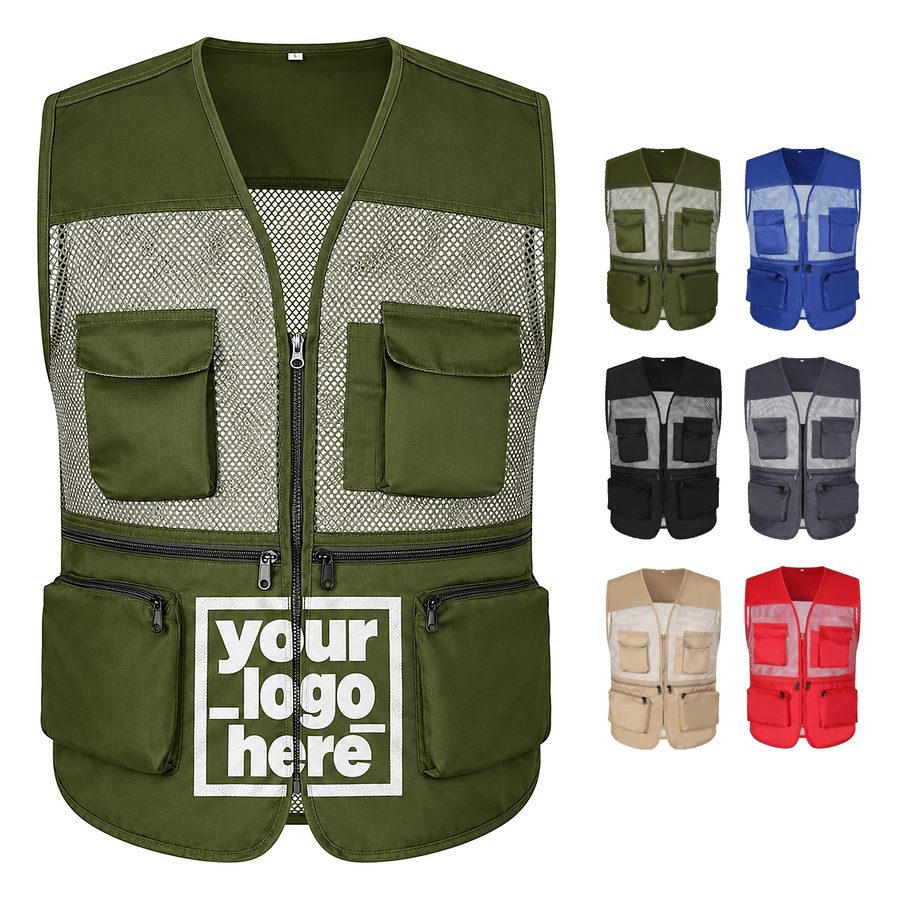 Six-Pocket Fishing Vest With Mesh Panels