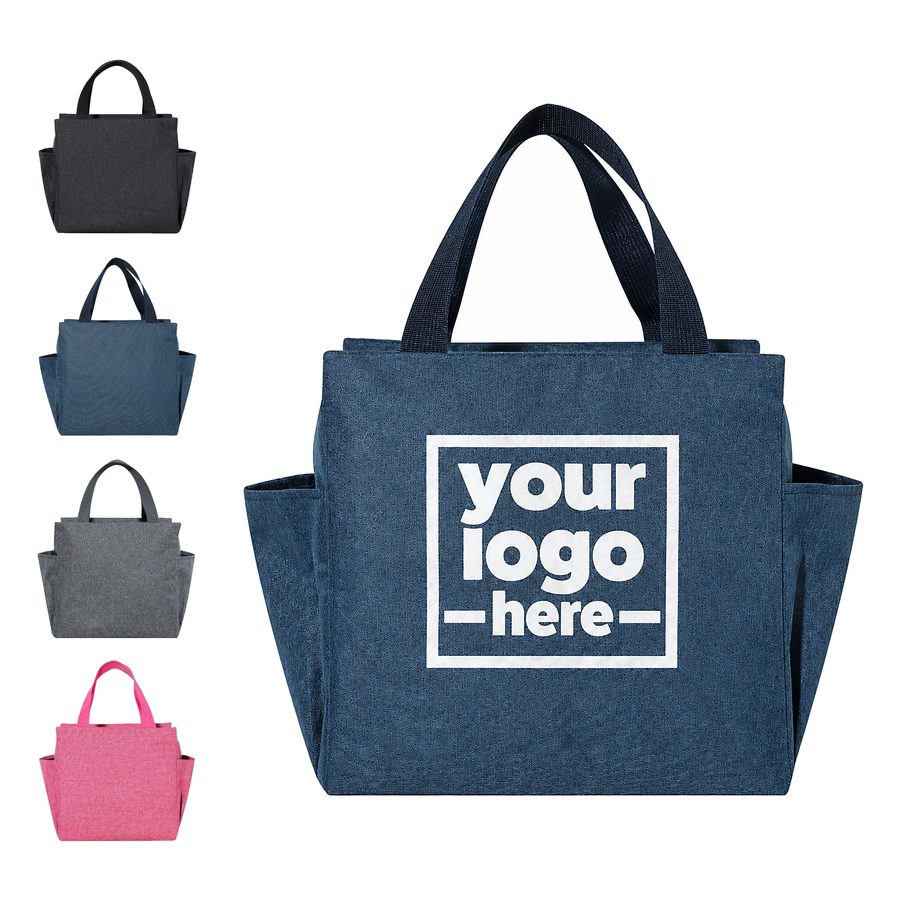 Foil-Lined Lunch Tote With Two Side Pockets