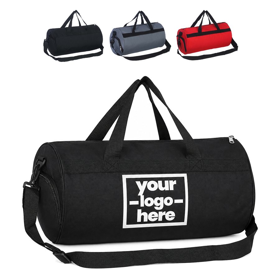 Barrel-Shaped Gym Duffel With Separate End Compartment