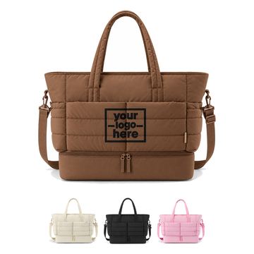 Quilted Travel Tote With Separate Bottom Compartment