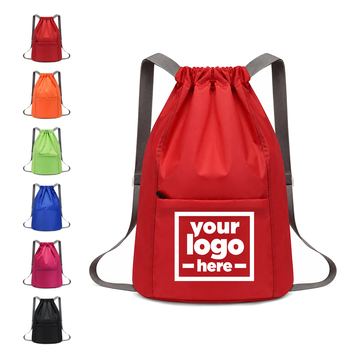 Ripstop Drawstring Backpack With Wide Shoulder Straps