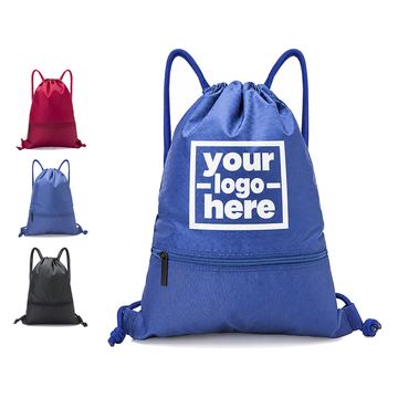 Honeycomb-Textured Drawstring Backpack With Front Pocket