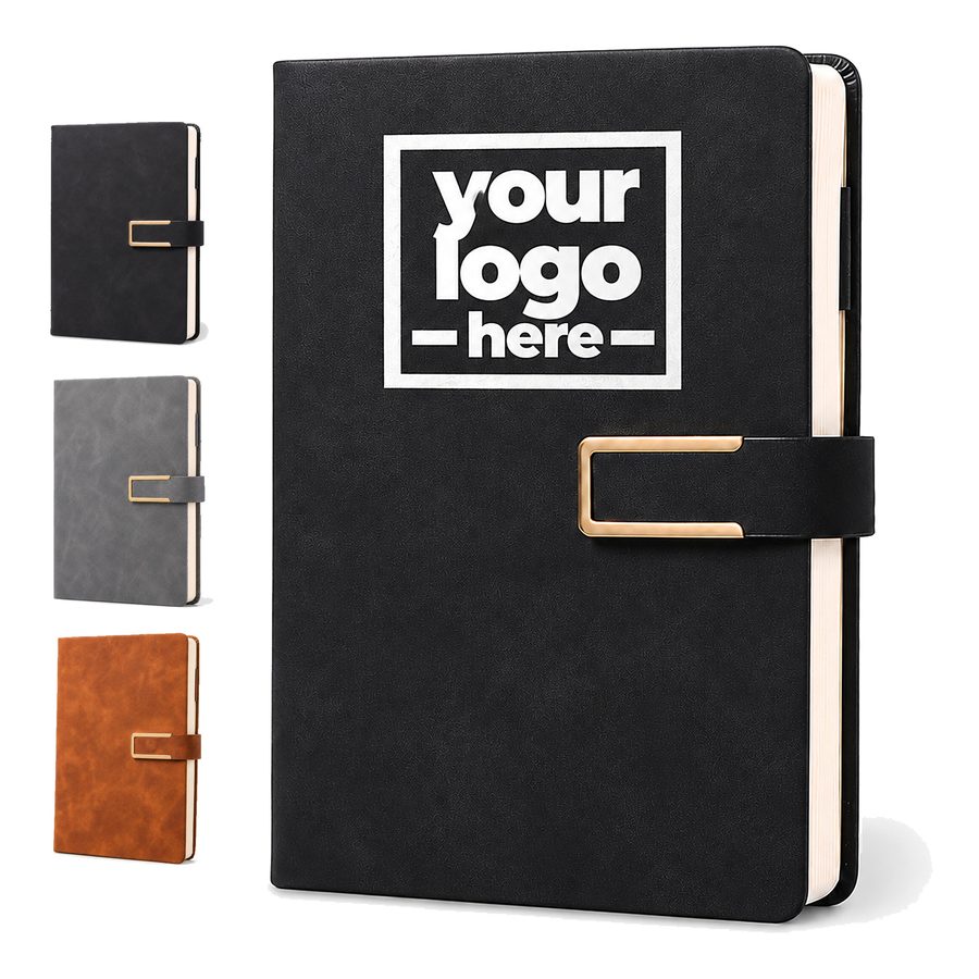 Suede-Textured Notebook With Magnetic Strap Closure