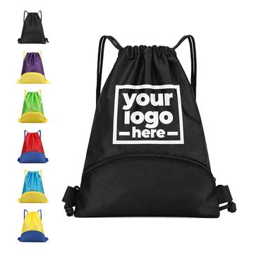 Drawstring Backpack With A Curved Front Pocket