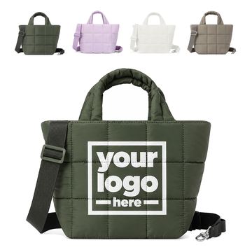 Square-Quilted Nylon Tote Bag