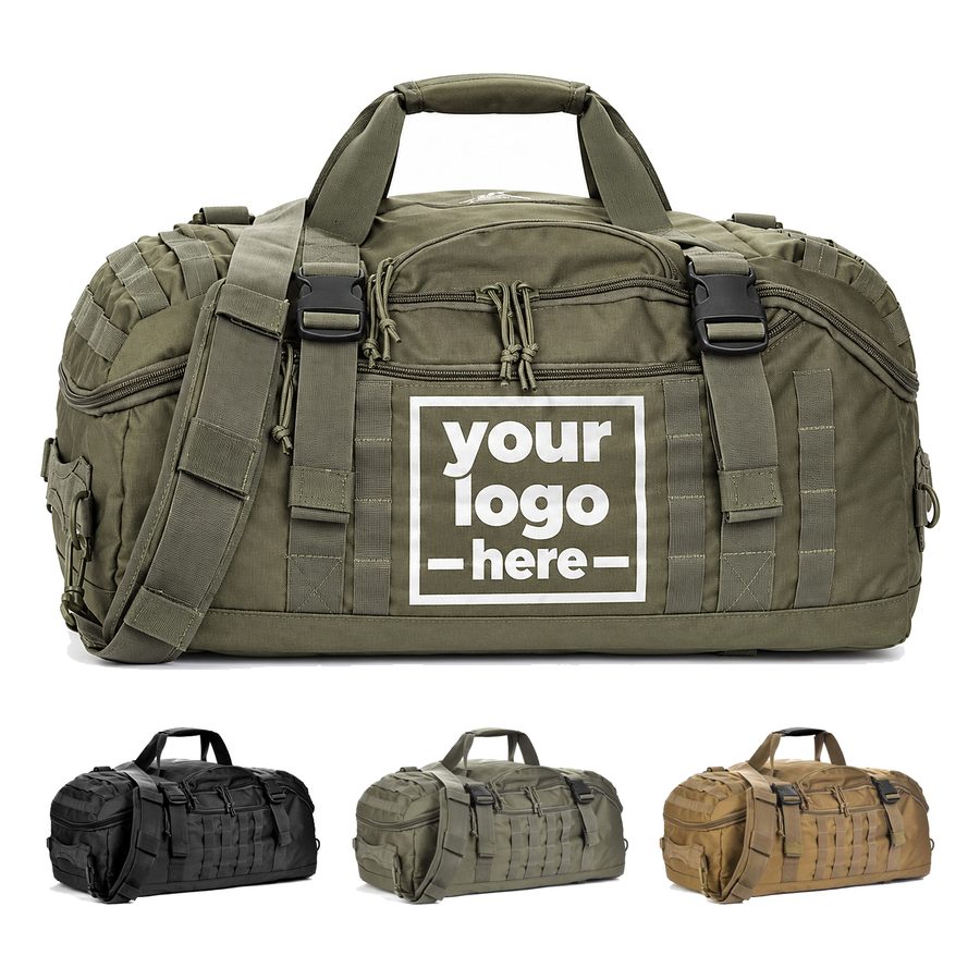 Nylon Duffel Bag With Buckled Compression Straps