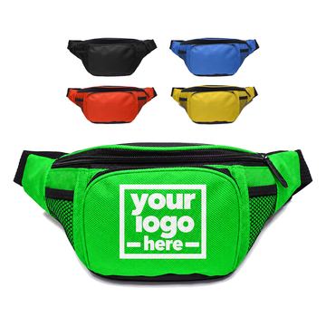 Oxford Cloth Waist Bag With Side Mesh Pockets