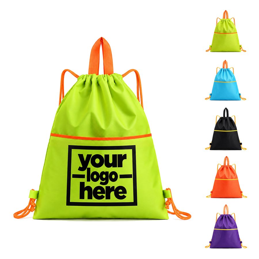Drawstring Backpack With Horizontal Front Pocket
