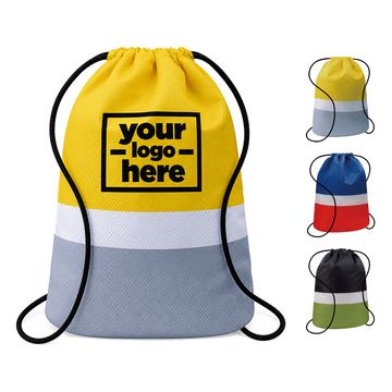 Color-Block Drawstring Backpack With A Gusseted Base