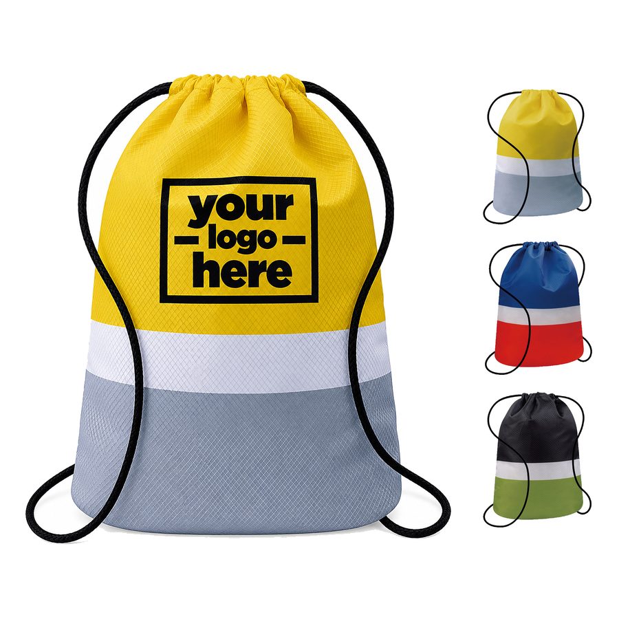Color-Block Drawstring Backpack With A Gusseted Base