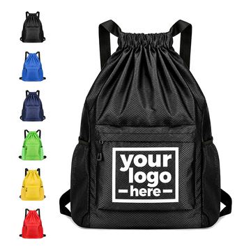 Wide-Strap Oxford Cloth Drawstring Backpack