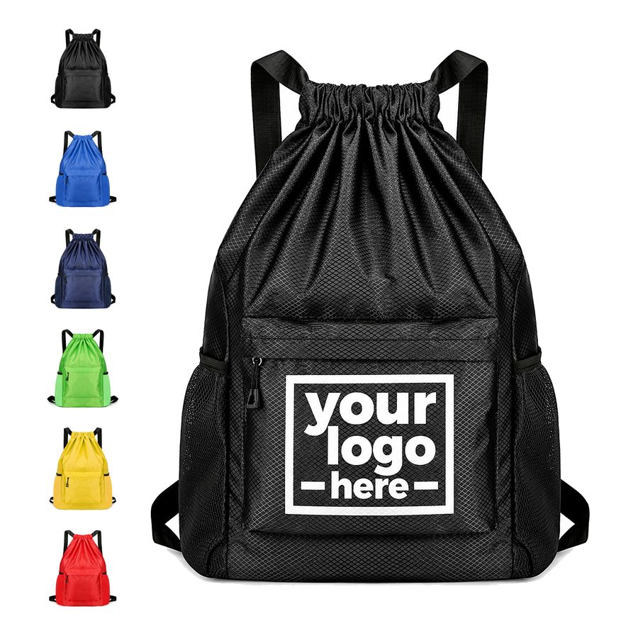Wide-Strap Oxford Cloth Drawstring Backpack
