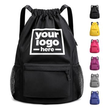 Wide-Strap Drawstring Backpack With A Gusseted Base